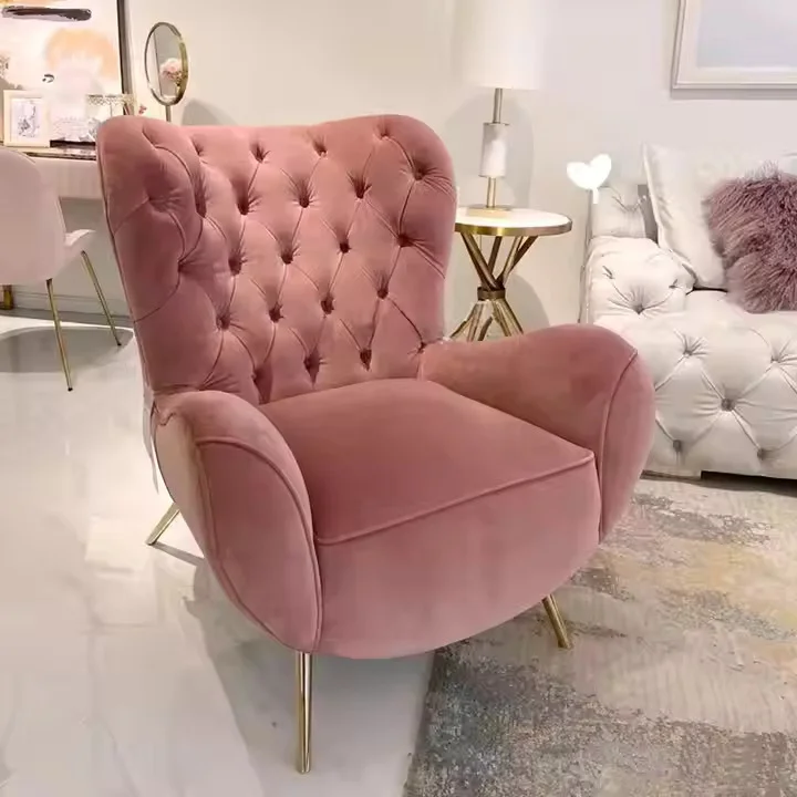 Light Luxury Fabric pink Velvet Chair
