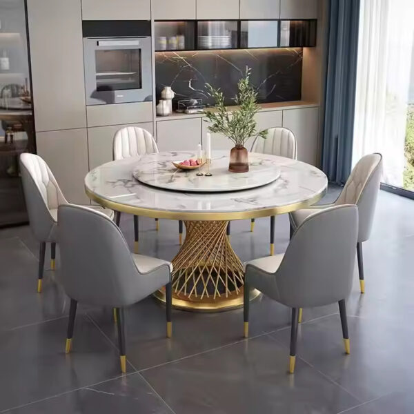 Modern Round Dining Table Set 6 Seater - Image 2
