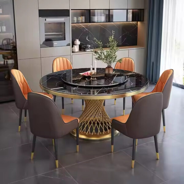 Modern Round Dining Table Set 6 Seater - Image 3