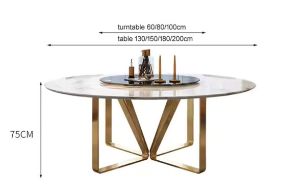 Modern Round Marble Dining Set - Image 3