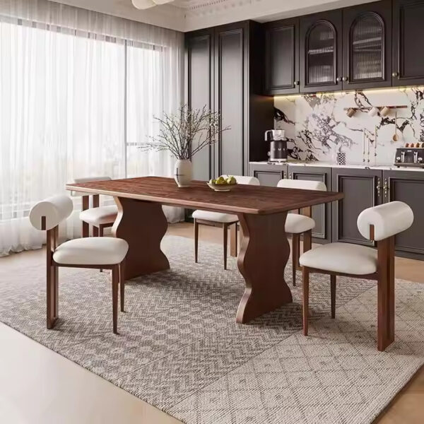French Cream Solid Wood Dining Table - Image 2